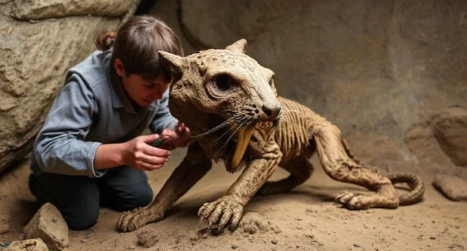 mummified saber toothed cat